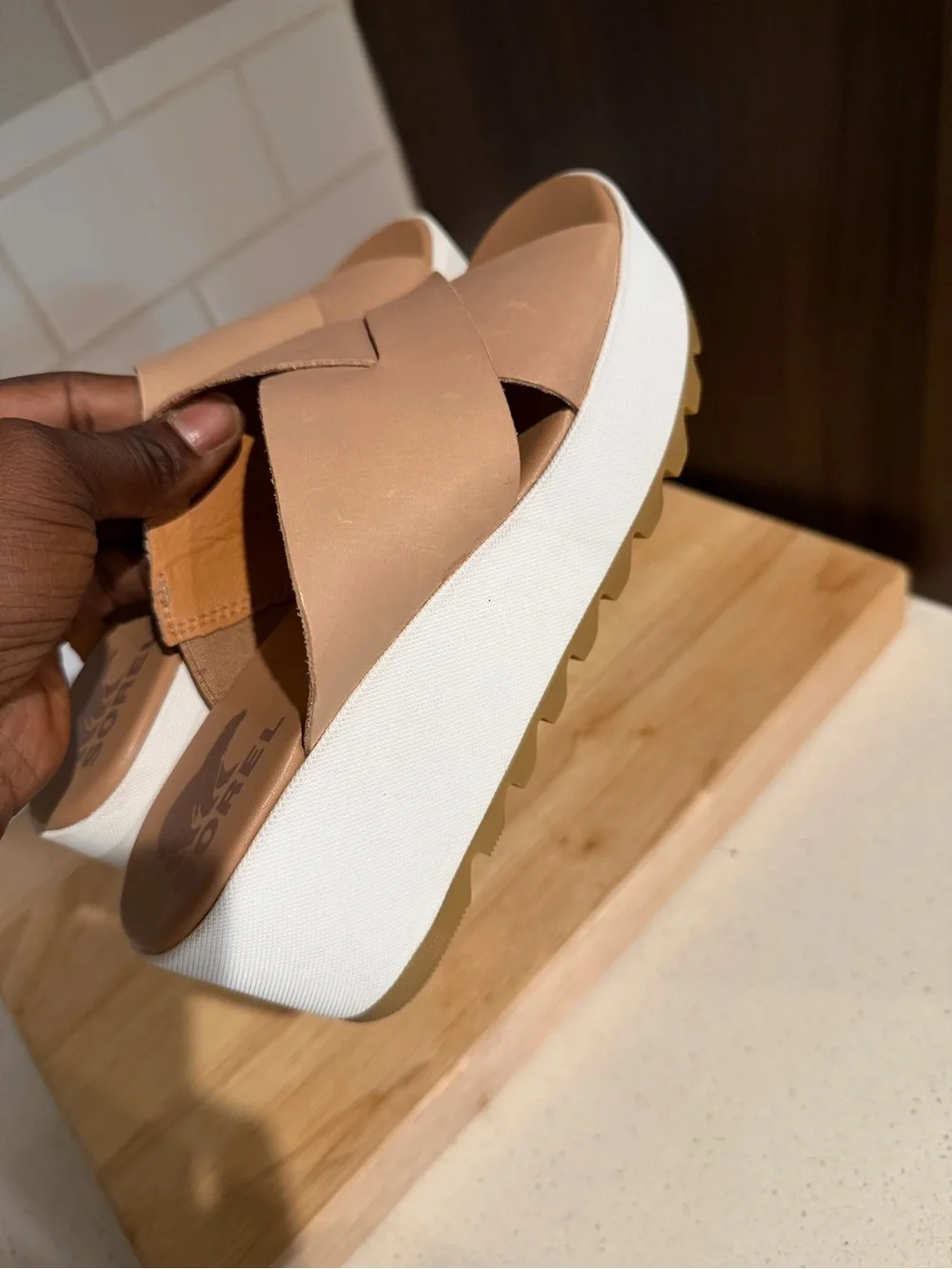 Sorel Cameron Flatform Mule Sandal Leather Size 7.5